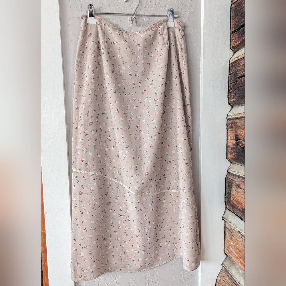 Worthington Floral Maxi Skirt - Pink and Cream